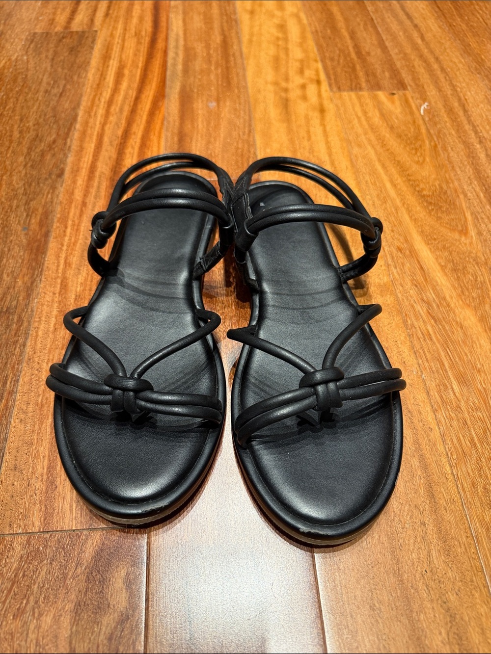 a new day Black Knotted Strappy Flat Sandals - Women